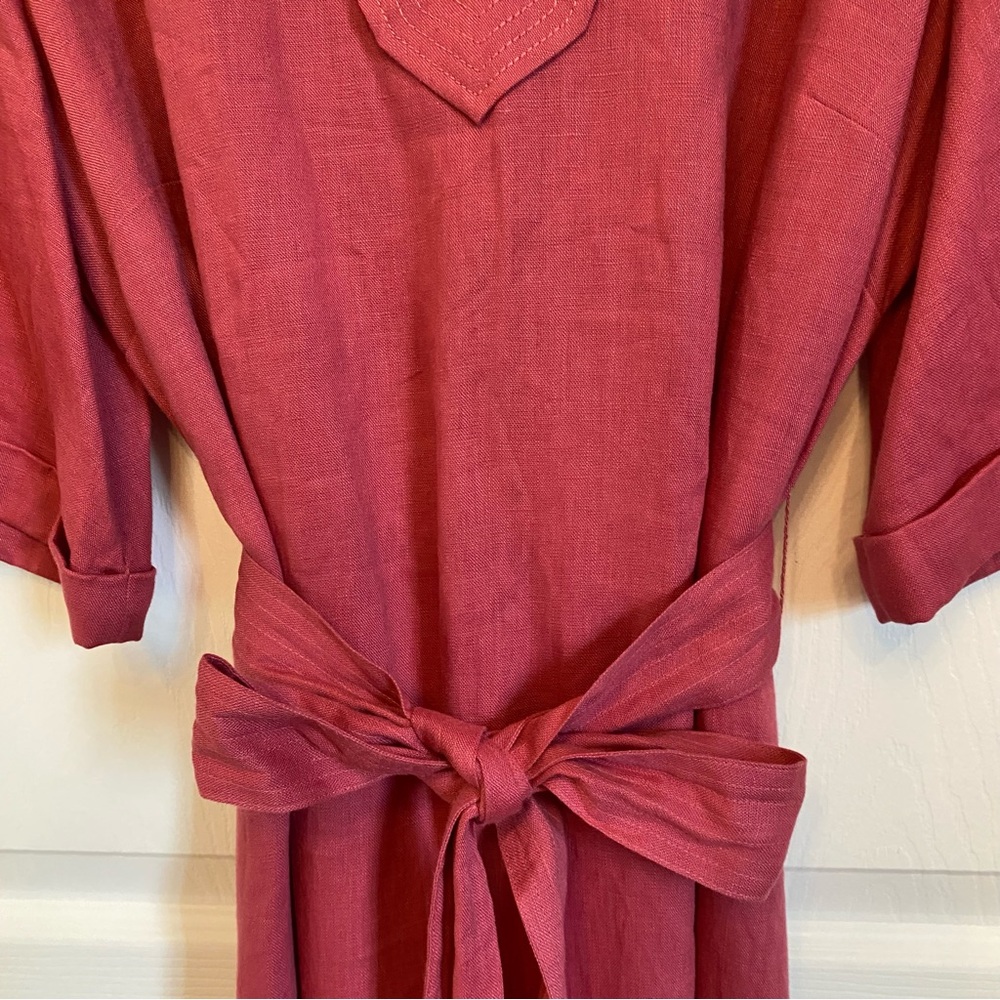 Casual Maxi Dress with Tie Waist - Dusty Rose - CAROL - Picture 5 of 13